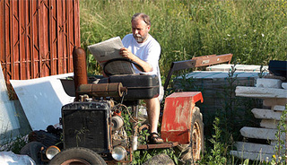 horny senior tractor driver
