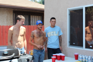 group young guys unressing